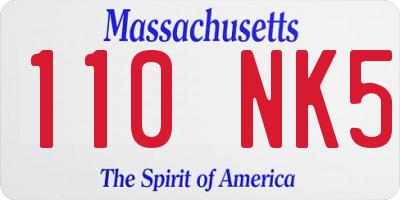 MA license plate 110NK5