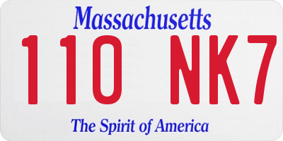 MA license plate 110NK7