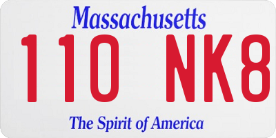 MA license plate 110NK8
