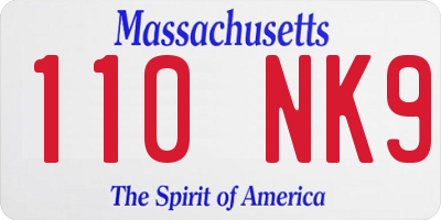 MA license plate 110NK9