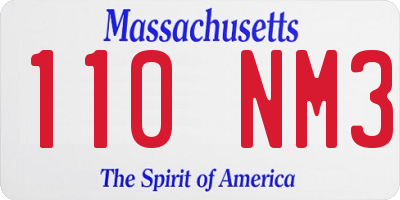 MA license plate 110NM3