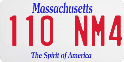 MA license plate 110NM4
