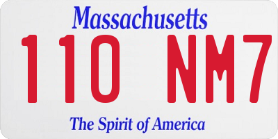 MA license plate 110NM7