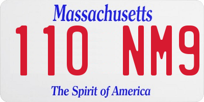 MA license plate 110NM9