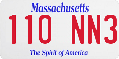 MA license plate 110NN3