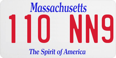 MA license plate 110NN9