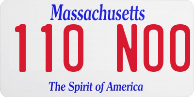 MA license plate 110NO0