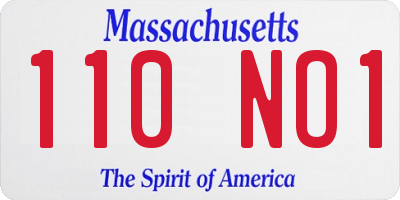 MA license plate 110NO1