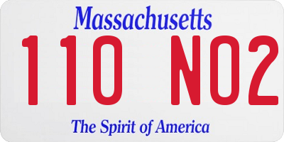 MA license plate 110NO2
