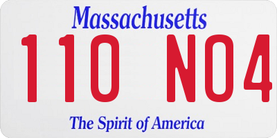 MA license plate 110NO4