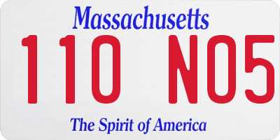 MA license plate 110NO5
