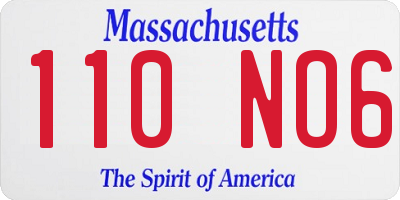 MA license plate 110NO6