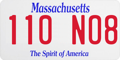 MA license plate 110NO8