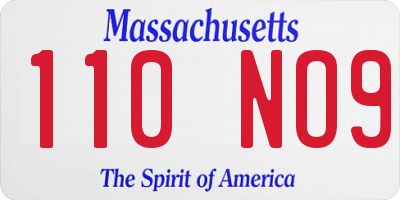 MA license plate 110NO9