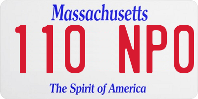 MA license plate 110NP0
