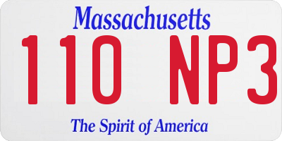 MA license plate 110NP3