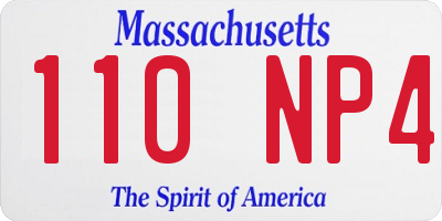 MA license plate 110NP4