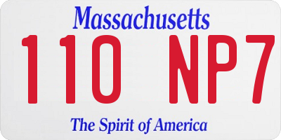 MA license plate 110NP7
