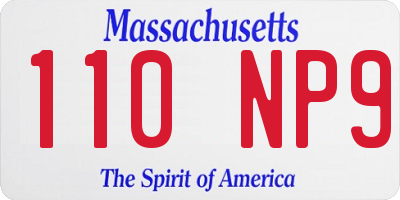 MA license plate 110NP9