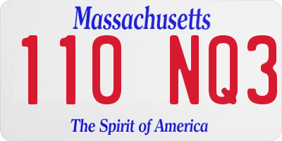 MA license plate 110NQ3