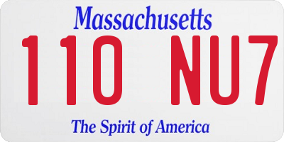 MA license plate 110NU7