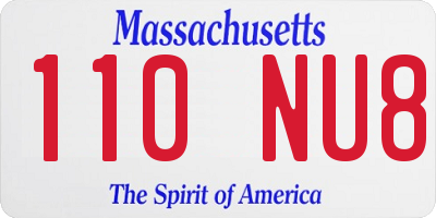 MA license plate 110NU8