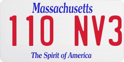 MA license plate 110NV3