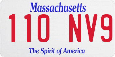MA license plate 110NV9