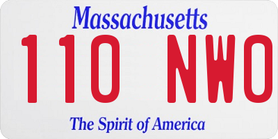MA license plate 110NW0