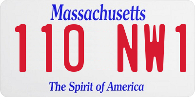 MA license plate 110NW1