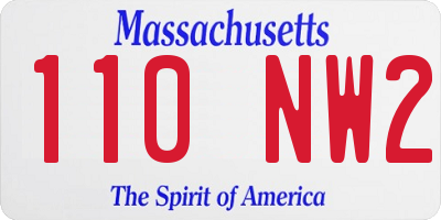 MA license plate 110NW2