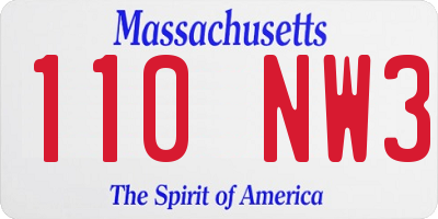 MA license plate 110NW3