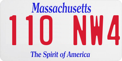 MA license plate 110NW4