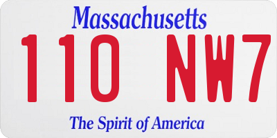 MA license plate 110NW7
