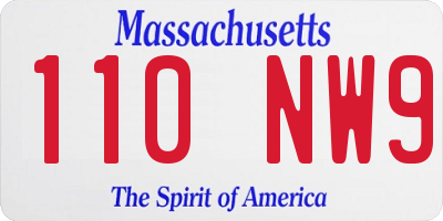 MA license plate 110NW9
