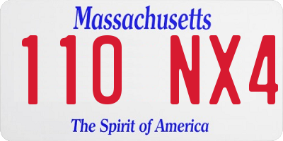 MA license plate 110NX4
