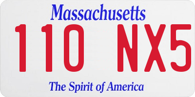 MA license plate 110NX5