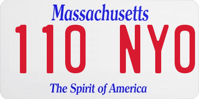 MA license plate 110NY0