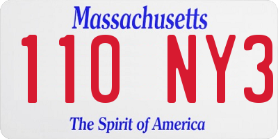 MA license plate 110NY3