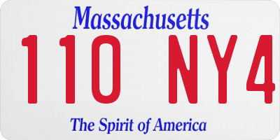 MA license plate 110NY4