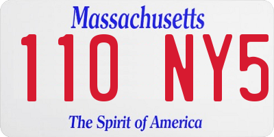 MA license plate 110NY5