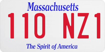 MA license plate 110NZ1
