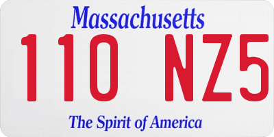 MA license plate 110NZ5
