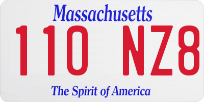 MA license plate 110NZ8