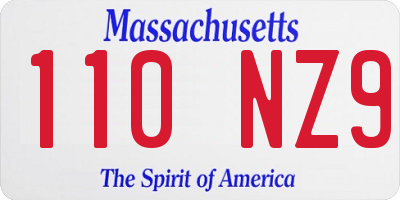 MA license plate 110NZ9