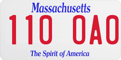 MA license plate 110OA0