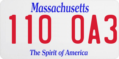 MA license plate 110OA3