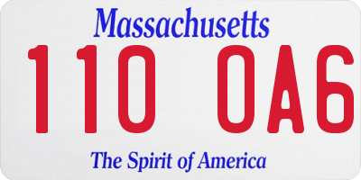 MA license plate 110OA6
