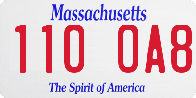 MA license plate 110OA8
