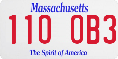 MA license plate 110OB3